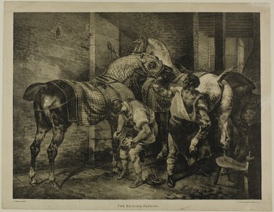 Den engelska hovslagaren, plansch 10 från Olika ämnen hämtade från livet på sten av Jean Louis André Théodore Géricault
