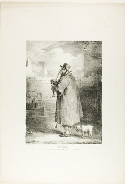The Piper, plansch ett från Various Subjects Drawn from Life on Stone av Jean Louis André Théodore Géricault