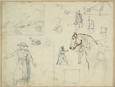 Olika studier av Jean Louis André Théodore Géricault