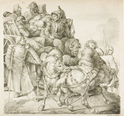Vagn lastad med skadade soldater av Jean Louis André Théodore Géricault