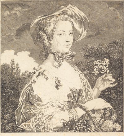 Marquise de Pompadour som en vacker jardiniere. av Jean Louis Anselin