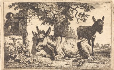 En åsna vid en vattenbrunn av Jean Louis Demarne