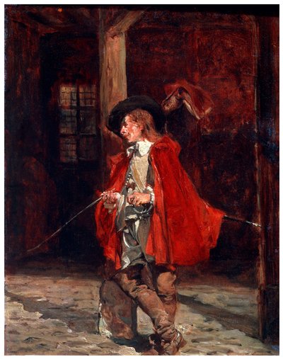 Bretteur Swordsman in a Red Cloak, 1800-talet av Jean Louis Ernest Meissonier