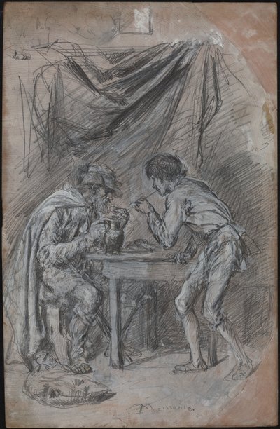 Lazarillo de Tormes stjäl drink från en blind man av Jean Louis Ernest Meissonier