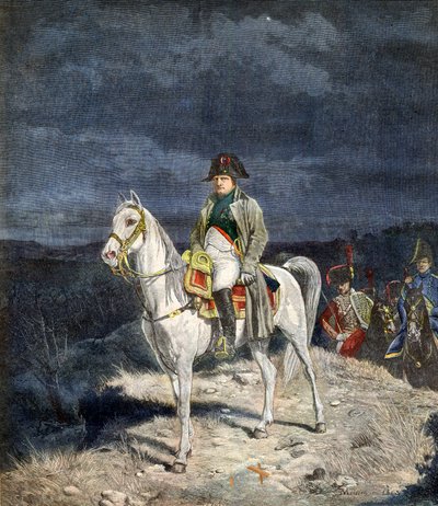 Kejsar Napoleon I av Frankrike till häst 1814 - gravyr efter Meissonier. av Jean Louis Ernest Meissonier