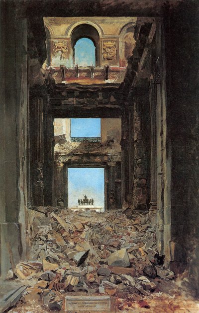 Ruinerna av Tuileripalatset efter kommunen 1871, 1877. av Jean Louis Ernest Meissonier