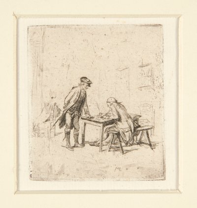 a Rapporten b Harlequin av Jean Louis Ernest Meissonier