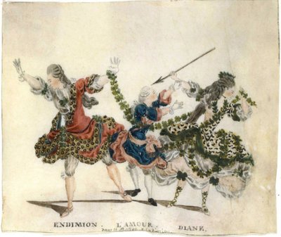 Kostymdesign för baletten Endymion av Gaetano Vestris, 1773-1778. av Jean Louis Fesch