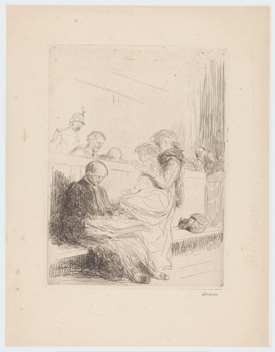 Advokat med klienter i domstol av Jean Louis Forain (signed by artist)