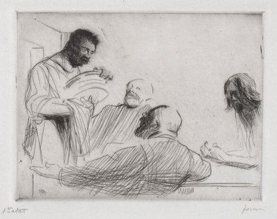 Innan måltiden på Emmaus. av Jean Louis Forain