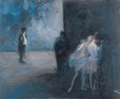 Backstage - Symfoni i blått par Forain, Jean Louis (1852-1931), Mellan 1900 och 1923 - Olja på trä, 45,3x54,7 - Ohara Museum of Art, Kurashiki av Jean Louis Forain