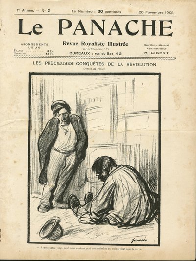 Illustration av Jean-Louis Forain (1852-1931) för omslaget till Le Panache, royalistisk tidskrift illustree av Jean Louis Forain