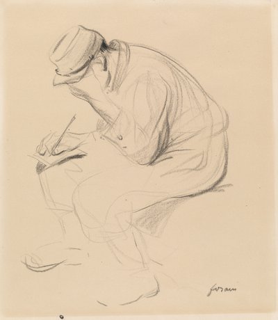 Le Poilu fransk soldat som skriver hem, ca. 1900. av Jean Louis Forain