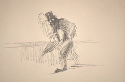 Man med paraply (litho) av Jean Louis Forain