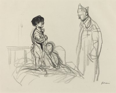 Mor och barn besöktes av soldat på sjukhus, ca. 19141919. av Jean Louis Forain