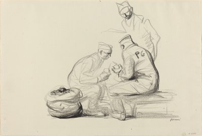 Poilu och tyska fångar, ca. 19141919. av Jean Louis Forain