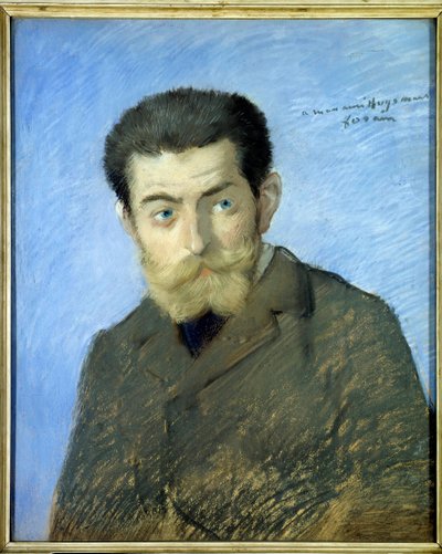 Porträtt av den franske författaren Charles Marie Georges Huysmans dit Joris Karl Huysmans (1848-1907) Pastell av Jean-Louis Forain (1852-1931) Sön. 0,55x0,44 m 1800-talet - Porträtt av den franska författaren Charles Marie Georges Huysmans kallad Joris Ka av Jean Louis Forain