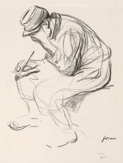 Krigsfånge som skriver ett brev. av Jean Louis Forain