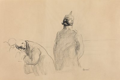 Preussisk soldat och civila, ca. 1919. av Jean Louis Forain