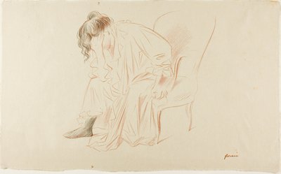 Sittande kvinna, huvudet i höger hand av Jean Louis Forain