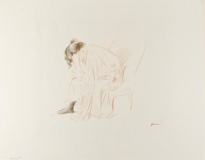 Sittande kvinna, huvudet i höger hand av Jean Louis Forain