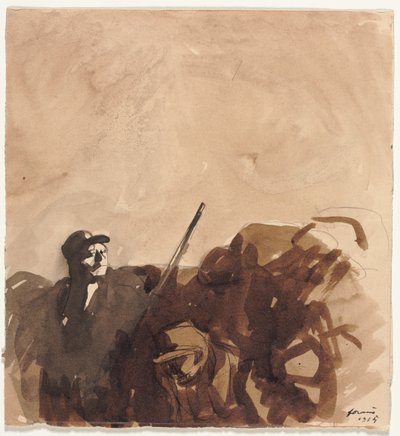Soldat i ett skyttegrav (recto) av Jean Louis Forain
