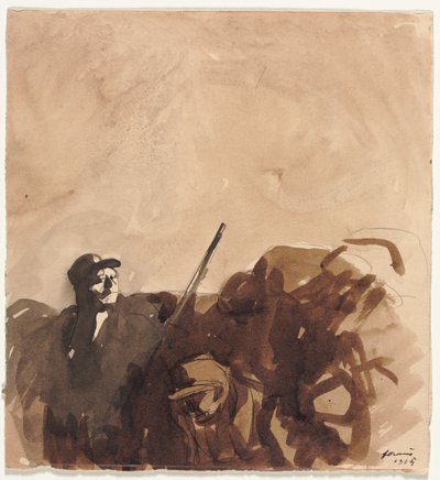 Soldier in a Trench recto Reclining Woman verso, 1915. av Jean Louis Forain