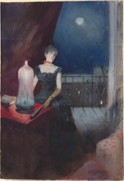 Stående kvinna med en fläkt av Jean Louis Forain