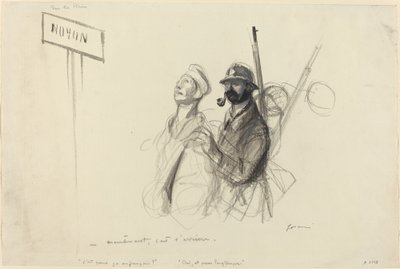 På Rhen. - nu är det baksidan, troligen 1918. av Jean Louis Forain