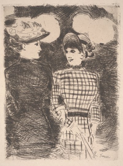 Två kvinnor (etsning) av Jean Louis Forain