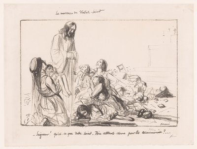 Kvinnor i bombade kyrkan fördömer Kristus Le massacre du Vendredi-Saint (titel på objektet) av Jean Louis Forain