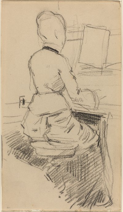 Ung kvinna sitter vid ett piano [recto], ca. 1890. av Jean Louis Forain