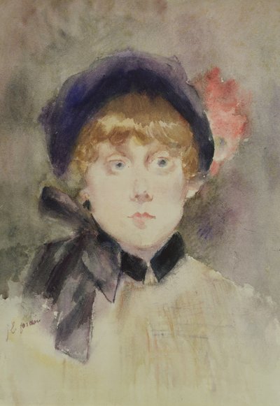 Ung kvinna i en blå hatt, 1883 (wc) av Jean Louis Forain