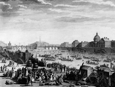 Franska revolutionen: Fest avrättades till minne av federationen: spel på Seine i Paris den 18 juli av Jean Louis II (after) Prieur
