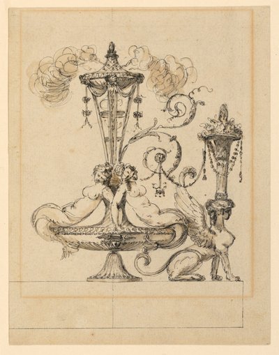 Design för en dekorativ arabesk av Jean Louis Prieur the Younger