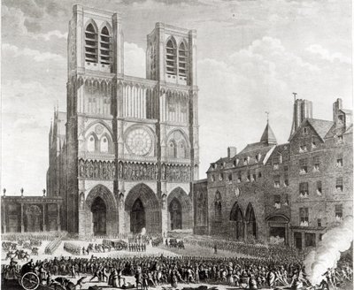 Thomas de Mahy (1744-90) Markis av Favras gör hedervärd gottgörelse inför Notre-Dame, graverad av Pierre Gabriel Berthault (1737-1831) 1790 av Jean Louis the Younger Prieur