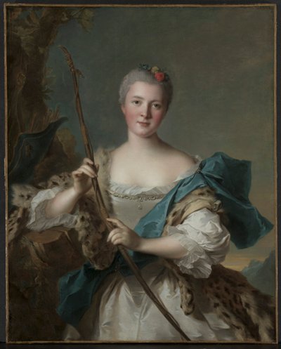Porträtt av en kvinna som Diana av Jean Marc Nattier