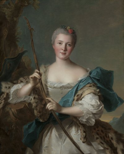 Porträtt av en kvinna som Diana, 1752 av Jean Marc Nattier