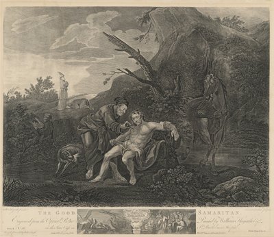 Den barmhärtige samariten av Jean Marie Delatre and Simon Francois Ravenet I after William Hogarth