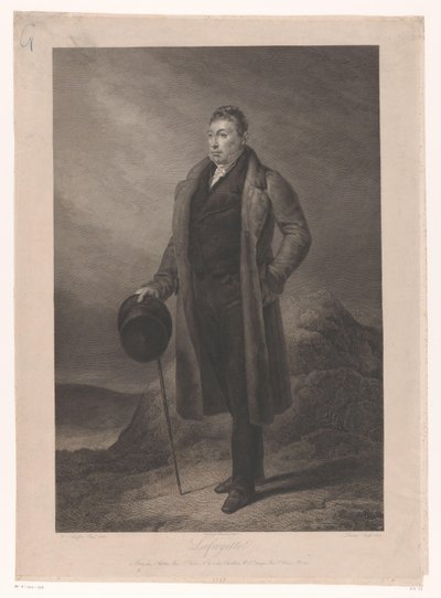 Porträtt av Gilbert du Motier, Marquis de la Fayette Lafayette (titel på objekt) av Jean Marie Leroux