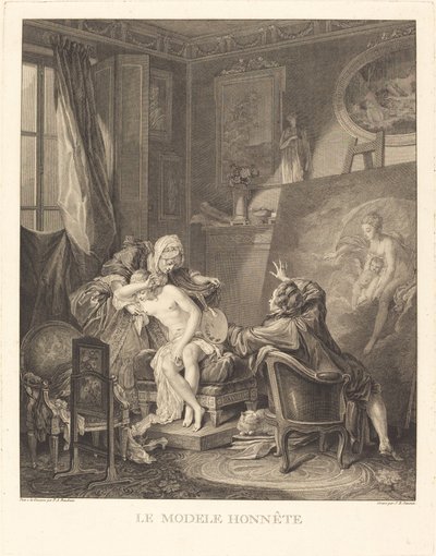 Den ärliga modellen av Jean Michel Moreau and Jean Baptiste Blaise Simonet after Pierre Antoine Baudouin