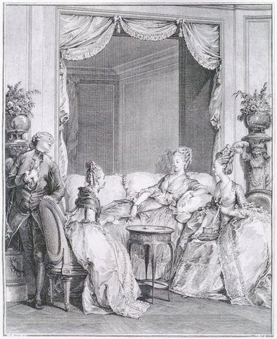 Var inte rädd, min gode vän, graverad av I.S. Helman (1743-1809) av Jean Michel the Younger Moreau