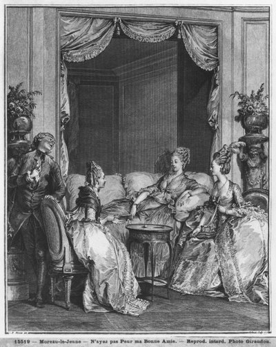 Var inte rädd min gode vän, graverad av Isidore Stanislas Helman (1749-1809) 1776 av Jean Michel the Younger Moreau