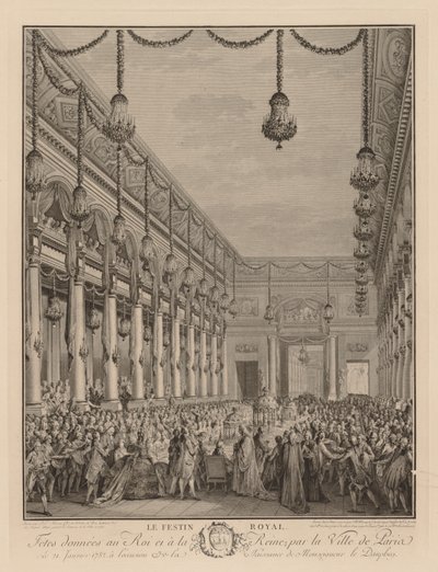 Den kungliga högtiden på Hôtel de Ville, 21 januari 1782. av Jean Michel the Younger Moreau