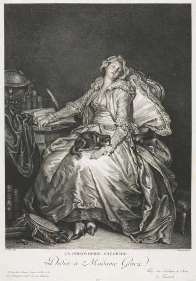 Madame Greuze sovande, 1776. av Jean Michel the Younger Moreau