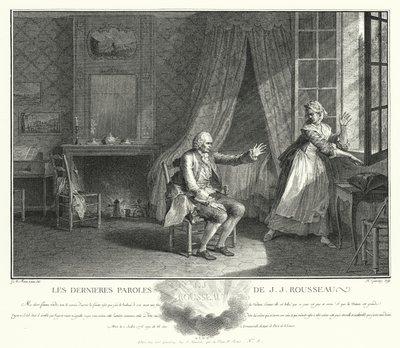 Jean-Jacques Rousseaus sista ord (gravyr) av Jean Michel the Younger Moreau