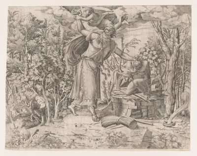 Abraham offrar Isak, 1535-55. av Jean Mignon