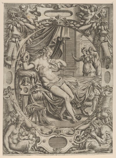 Cleopatra biten av en asp, 1535-55. av Jean Mignon