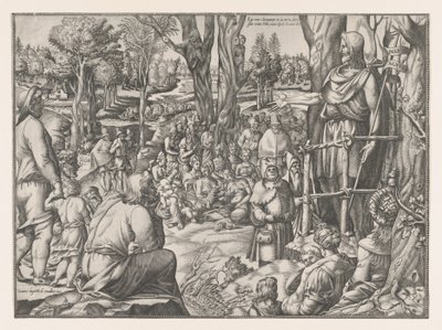 Johannes predikar i öknen, 1535-55. av Jean Mignon