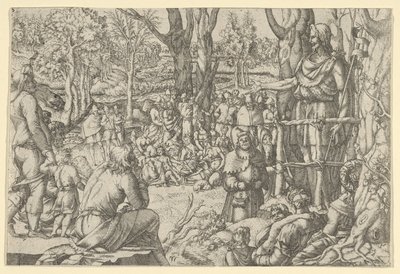 Johannes predikar i öknen, 1535-55. av Jean Mignon